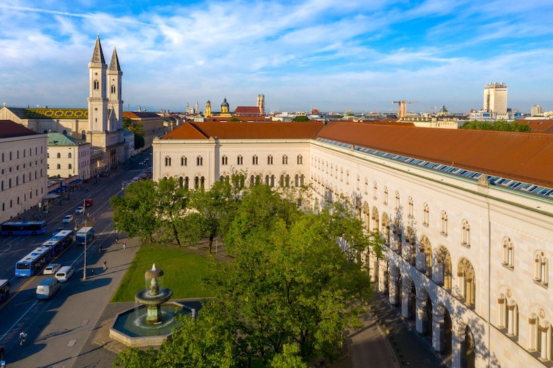 Outside view of main campus of Ludwig Maximilians University munich