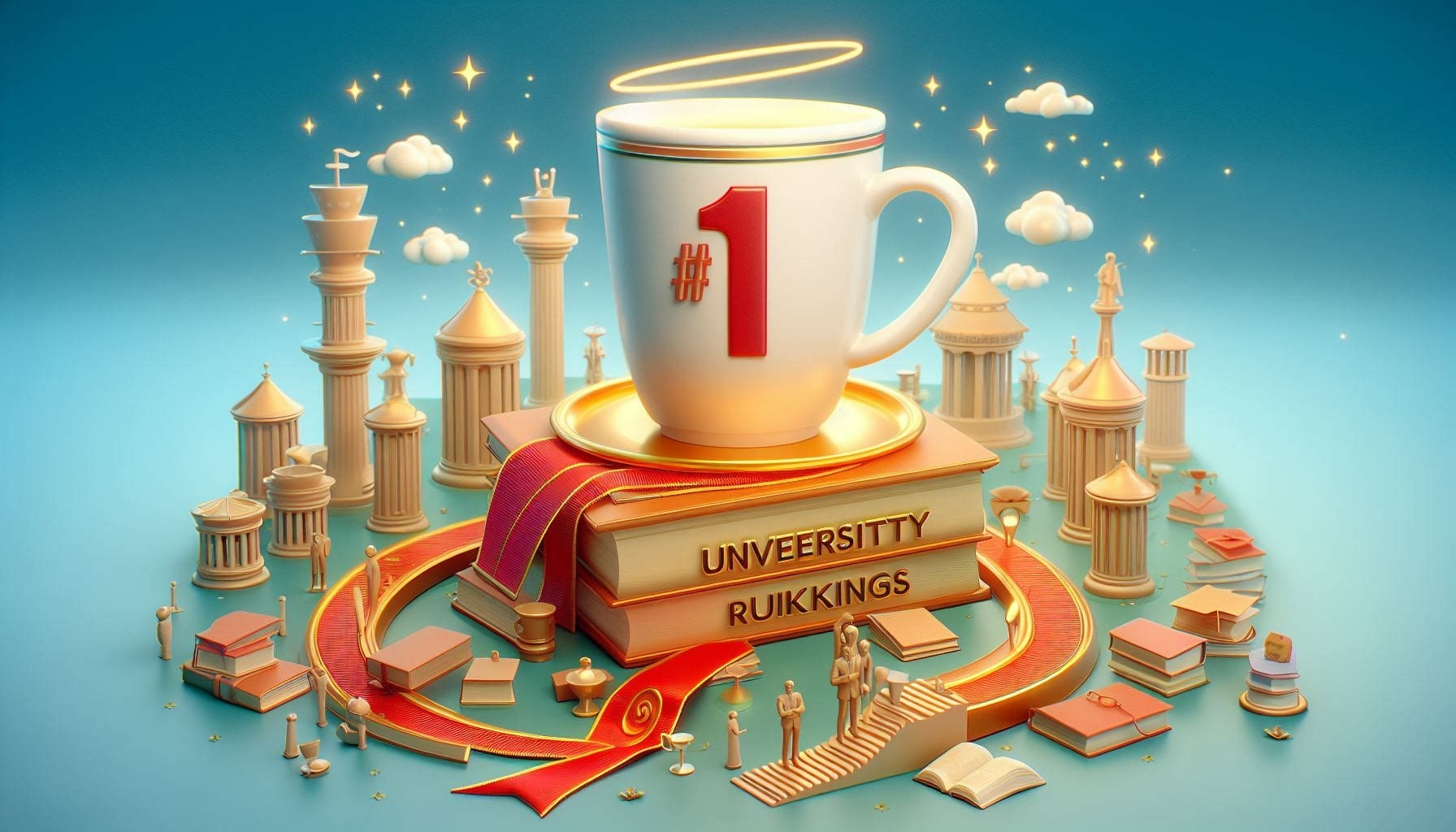Do University Rankings Matter for PhD? IMAGE SHOWING A CUP OVER BOOKS AND HAS NUMBER 1 WRITTEN ON IT