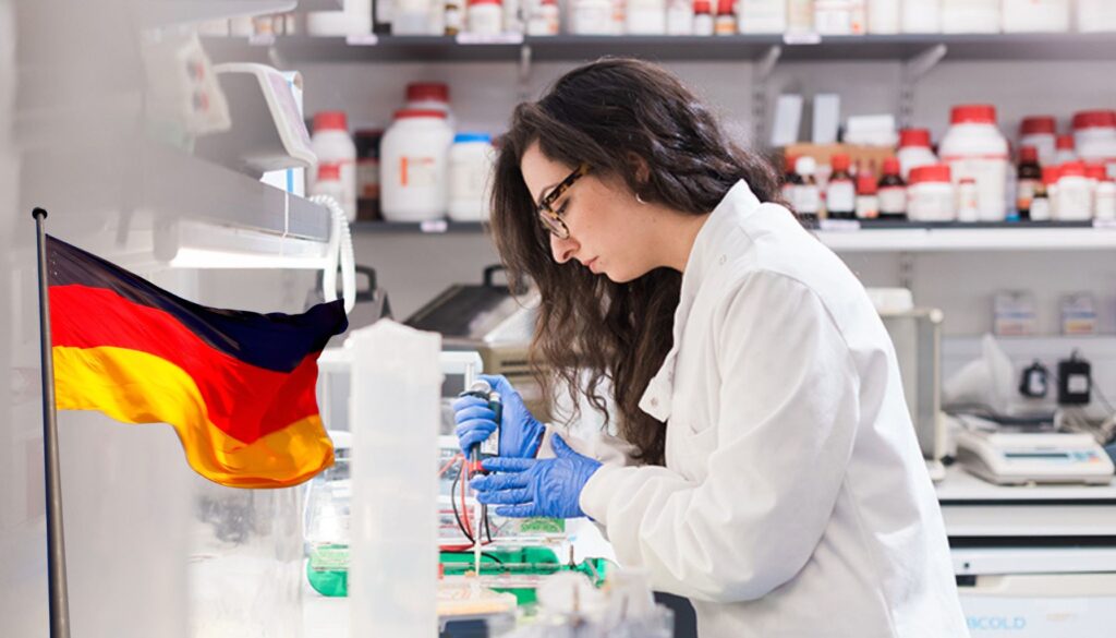Phd in Biology in Germany. A girl is doing research work in a lab in germany towards her thesis in Biology