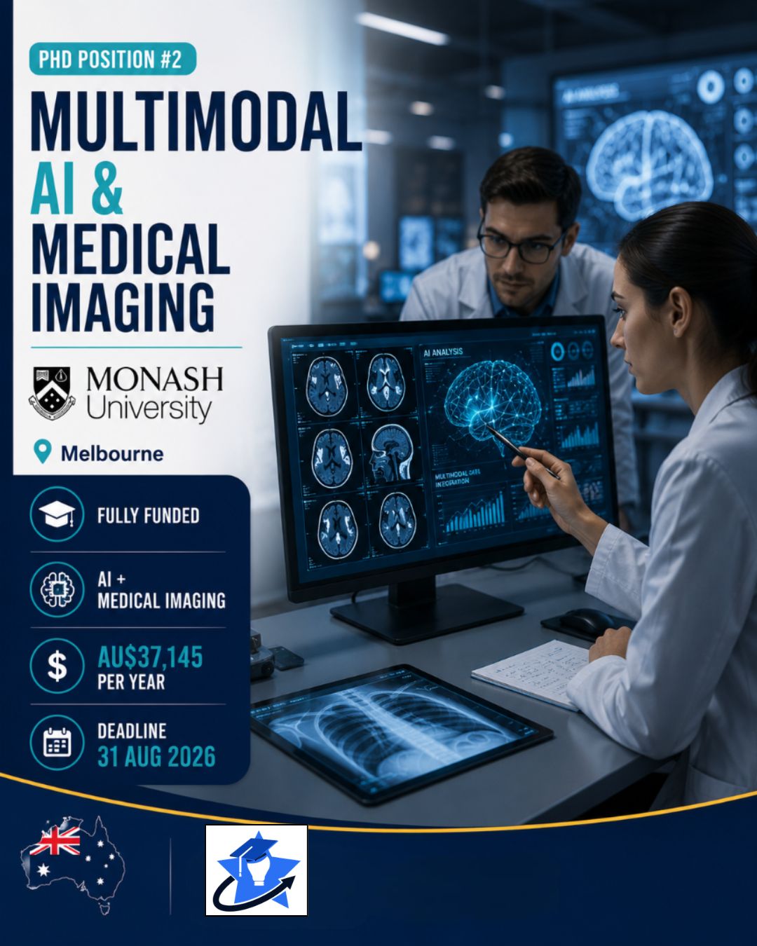 Fully Funded PhD in AI and Medical Imaging – Monash University Fully funded PhD opportunity in Multimodal AI and Medical Imaging at Monash University, Australia.