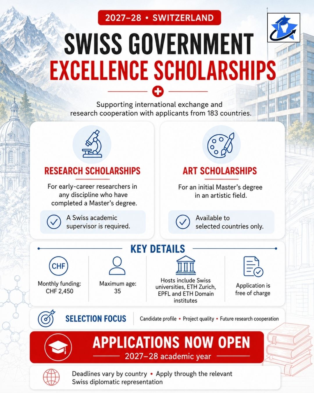101_Swiss Scholarship Swiss govt scholarship 2027<br />