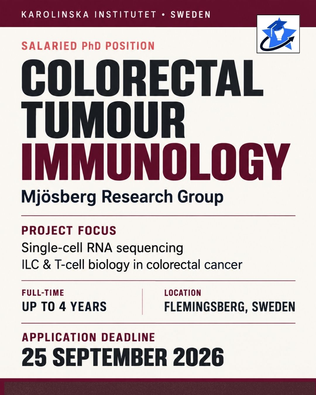 3 phd position in cancer immunotherapy in sweden